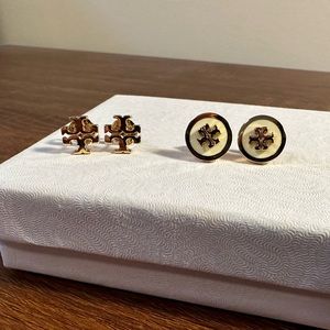 Set of 2 pairs Tory Burch Kira Stud earrings